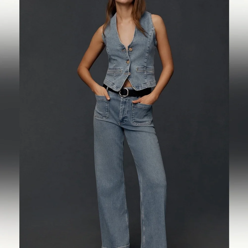 Anthropologie The Jolene Regenerative Cotton Denim Vest by Pilcro SIZE XS NEW - Picture 5 of 7